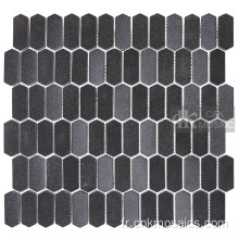 Carreaux de mosaïque en verre recyclé noir hexagonal long